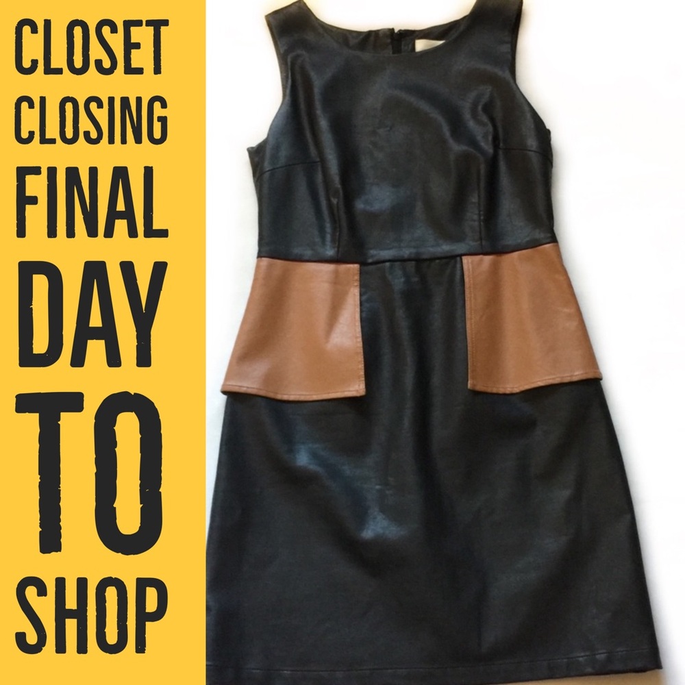 JB Julie Brown Black Faux Leather Peplum Dress